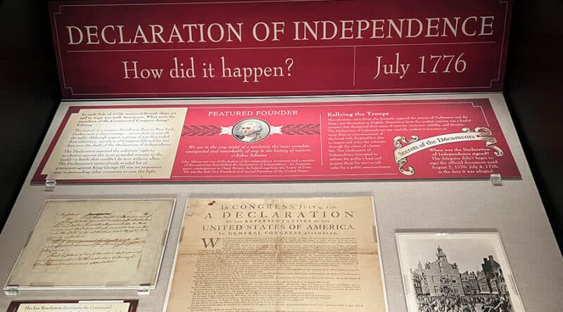Original declaration of independence on display in Washington DC. 