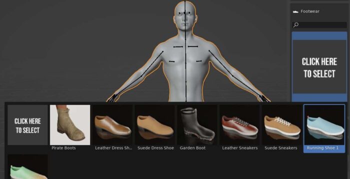 Shoes for characters in the Human Generator add-on. 