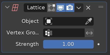 The Lattice Modifier settings are shown in the Blender properties panel. 