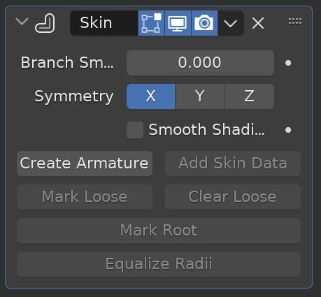 Blender's skin modifier settings. 