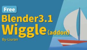 A sailboat is displayed in the thumbnail for the free Wiggle add-on for Blender. 
