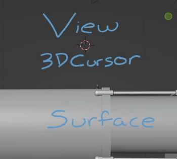View, 3D Cursor and Surface annotated in their respective projection types. 
