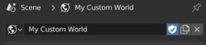 The data block menu for worlds in Blender. 