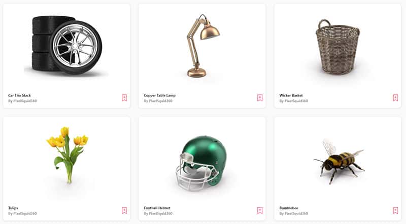 Examples of 3D models available on Envato Elements