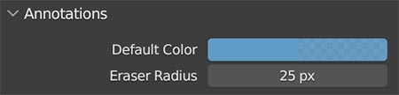 The annotations settings for Blender 3D. 