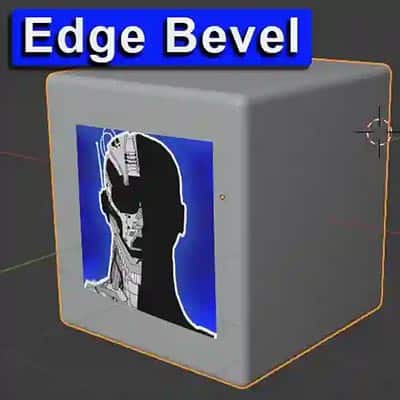 Edge bevel is demonstrated on a default cube in Blender. 