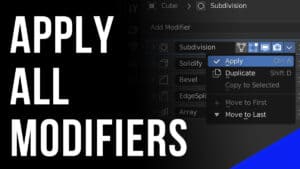 The apply modifiers button highlighted in Blender 3D.