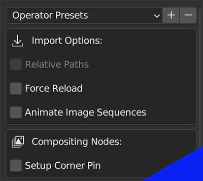 The general settings for the Import Images as Planes add-on displayed in the file browser. 